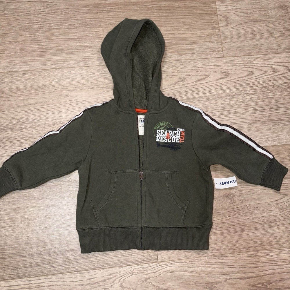 Old Navy Search & Rescue Boys Full Zip Green Jacket 18-24 Months NWT